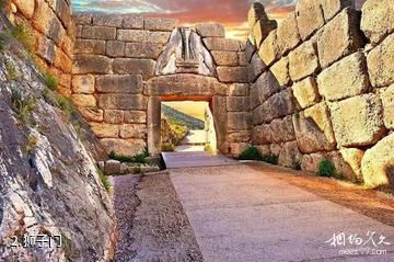 希腊迈锡尼古城遗址-狮子门照片