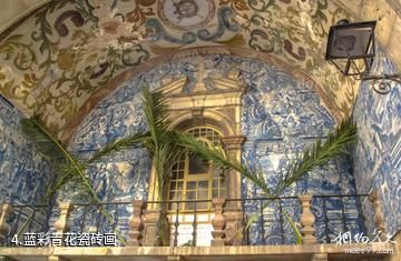葡萄牙奥比都斯-蓝彩青花瓷砖画照片