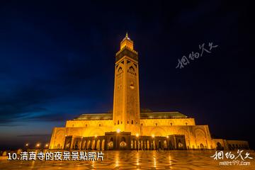 摩洛哥哈桑二世清真寺-清真寺的夜景照片