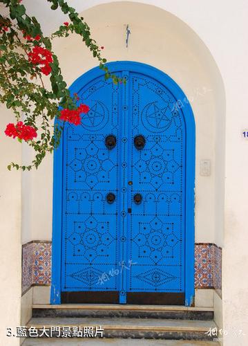 突尼西亞藍白小鎮-藍色大門照片