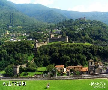 瑞士贝林佐纳城堡-山下绿地照片