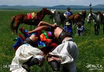 锡林郭勒盟葛根敖包草原旅游度假村-摔跤表演照片