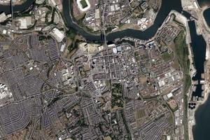 桑德兰市卫星地图-英国英格兰桑德兰市中文版地图浏览-桑德兰旅游地图