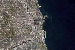 芝加哥市卫星地图-美国伊利诺斯州芝加哥市中文版地图浏览-芝加哥旅游地图