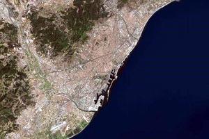 巴塞羅那市衛星地圖-西班牙巴塞羅那市中文版地圖瀏覽-巴塞羅那旅遊地圖